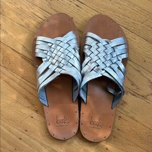 Beek Silver Sandals Woven Design Slip-On